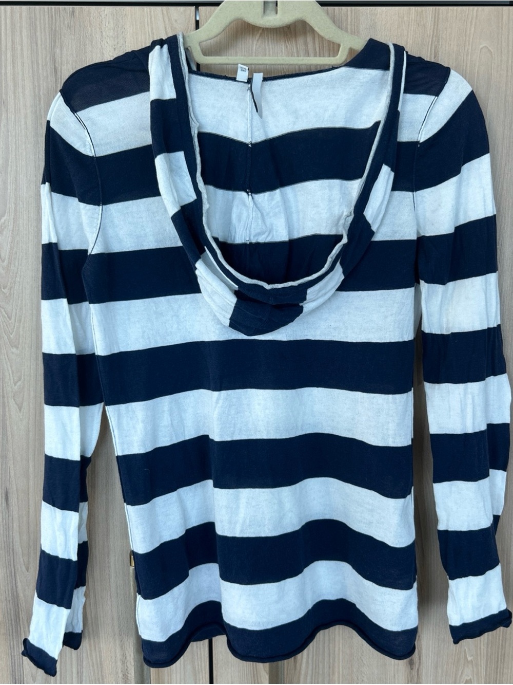 Michael Stars nautical Stripe coastal lightweight Hoodie Cotton fisherman OS - Picture 3 of 7